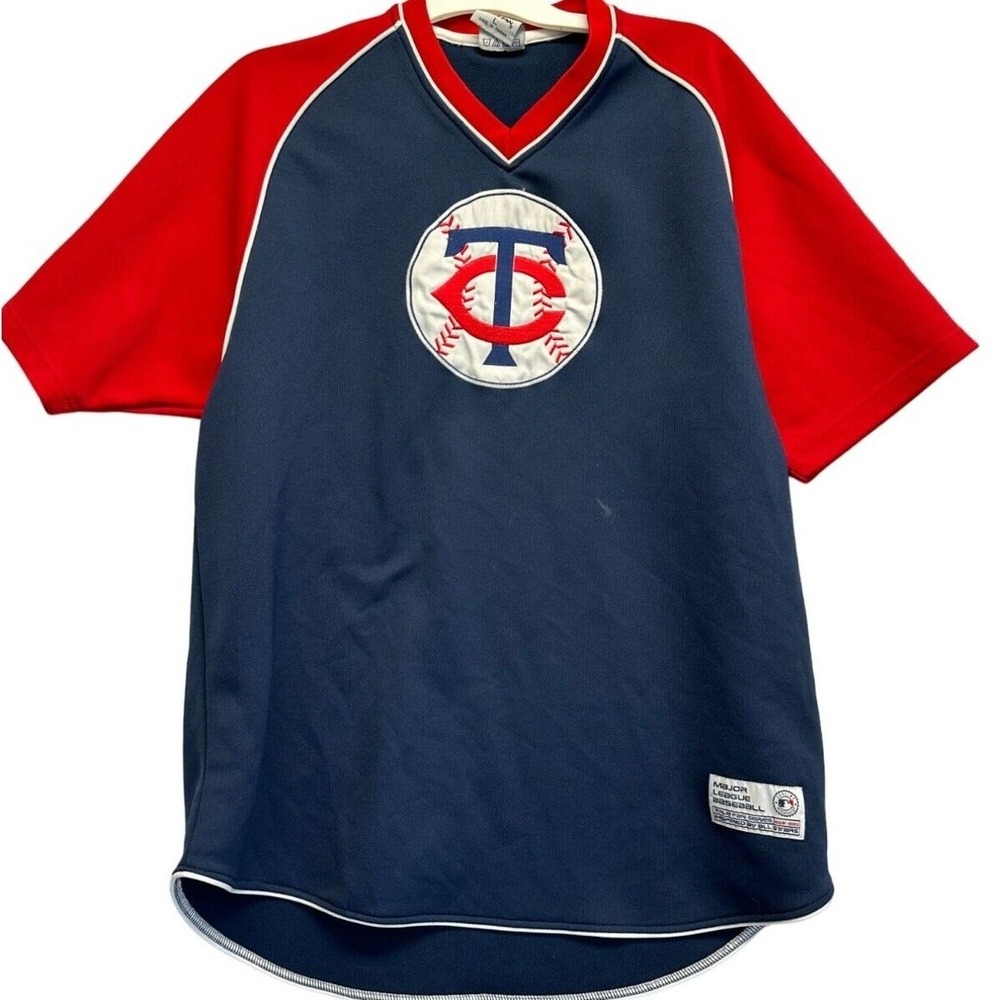 Minnesota‎ Twins MLB True Fan Jersey Navy Blue Red V-Neck Pullover Mens Large